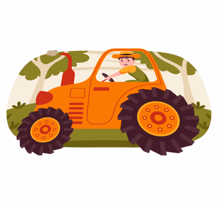 Tapete de vinil infantil de trator laranja liso - TenStickers