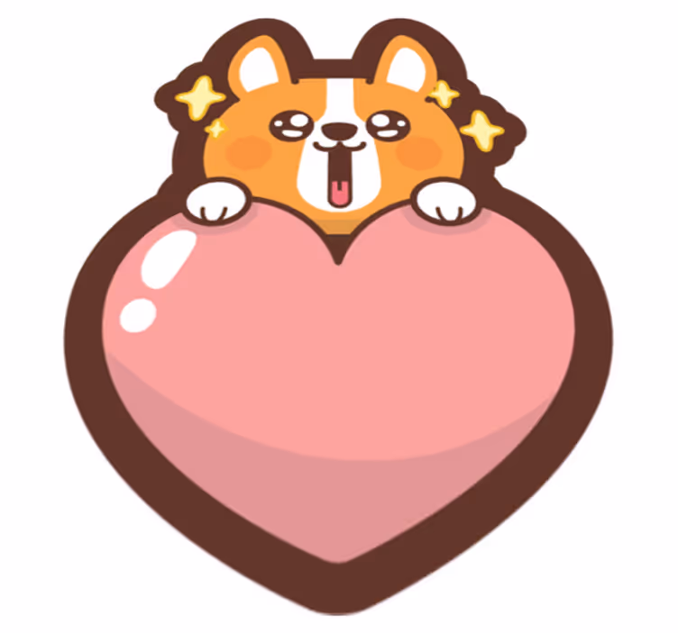 Tapete em vinil infantil ilustração de coração de corgi - TenStickers