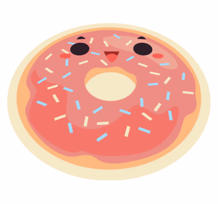 Tapete em vinil infantil donut animado - TenStickers