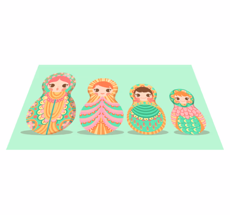 Tapete de vinil infantil de bolinhas de boneca russa - TenStickers