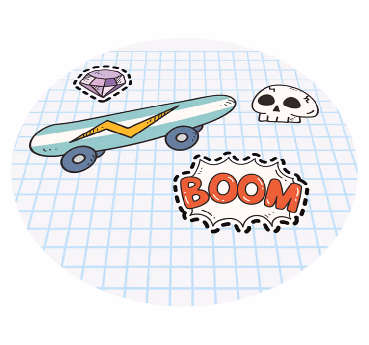 Tapete em vinil infantil ilustração em quadrinhos de skate - TenStickers