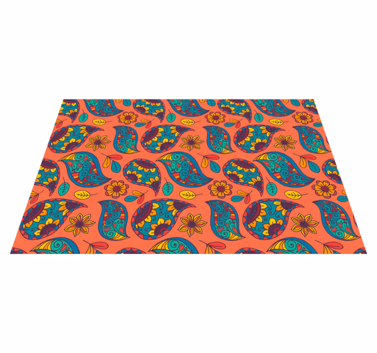 Tapete vinílico flores e plantas padrão floral paisley - TenStickers