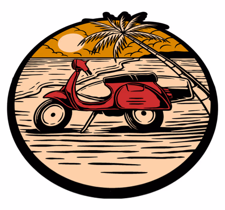 Tapete em vinil infantil cena de scooter tropical - TenStickers