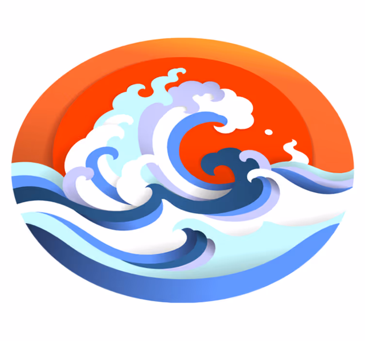 Tapete vinílico natureza círculo de ondas oceânicas - TenStickers