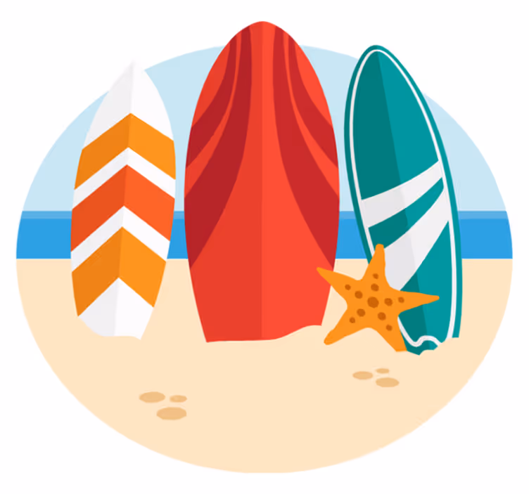 Prancha de surf na praia tapete de vinil natural - TenStickers