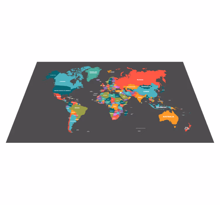 Cartão escolar - tapete do mapa mundial do planisfério - TenStickers