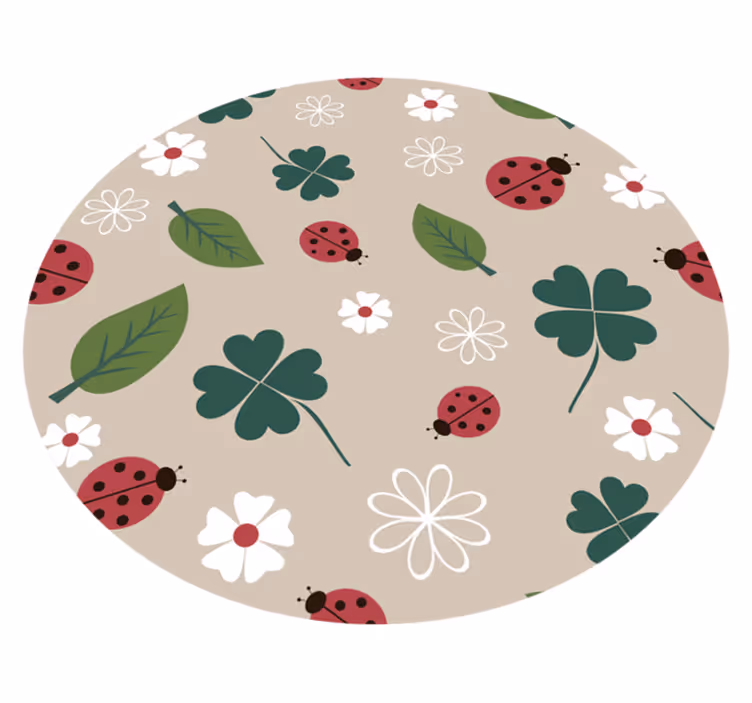 Folhas com tapete de vinil floral joaninha - TenStickers