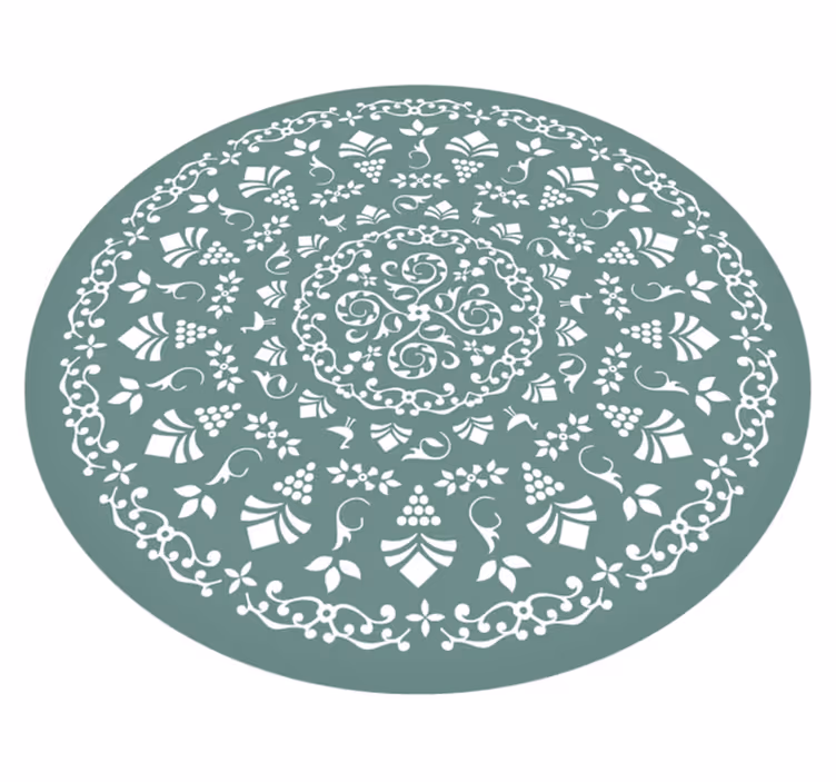 Tapete de vinil nórdico ornamental redondo cinza - TenStickers