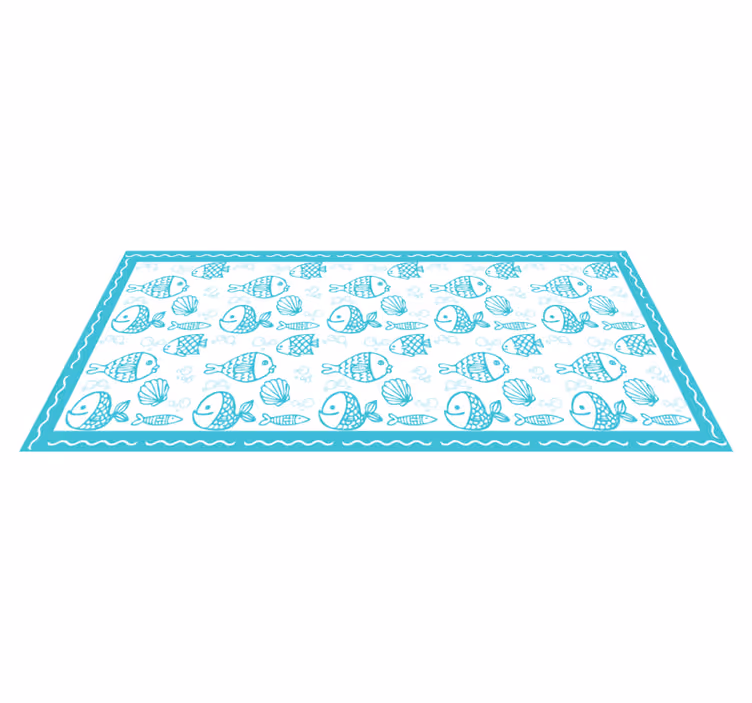 Tapete vinílico cozinha animais aquáticos azuis - TenStickers