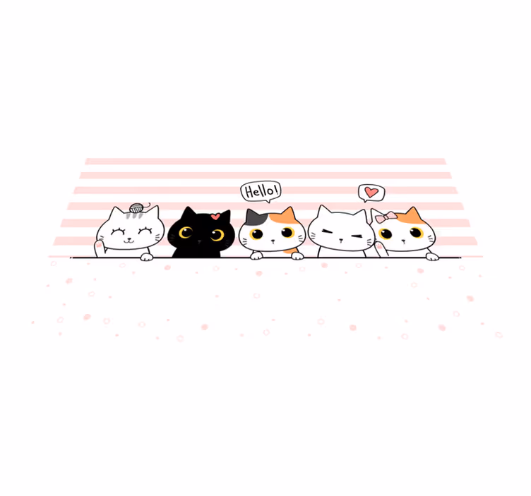 Tapete em vinil infantil amigos gatos fofos - TenStickers