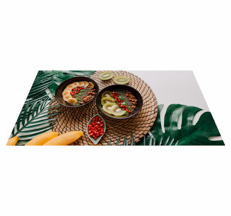 Tapete vinílico cozinha tigelas de frutas tropicais - TenStickers