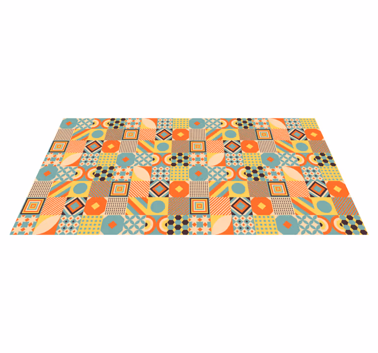Tapete de vinil de cozinha com azulejos geométricos coloridos - TenStickers