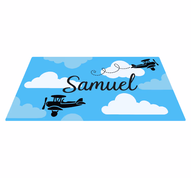 Tapete em vinil infantil aviões com nome - TenStickers