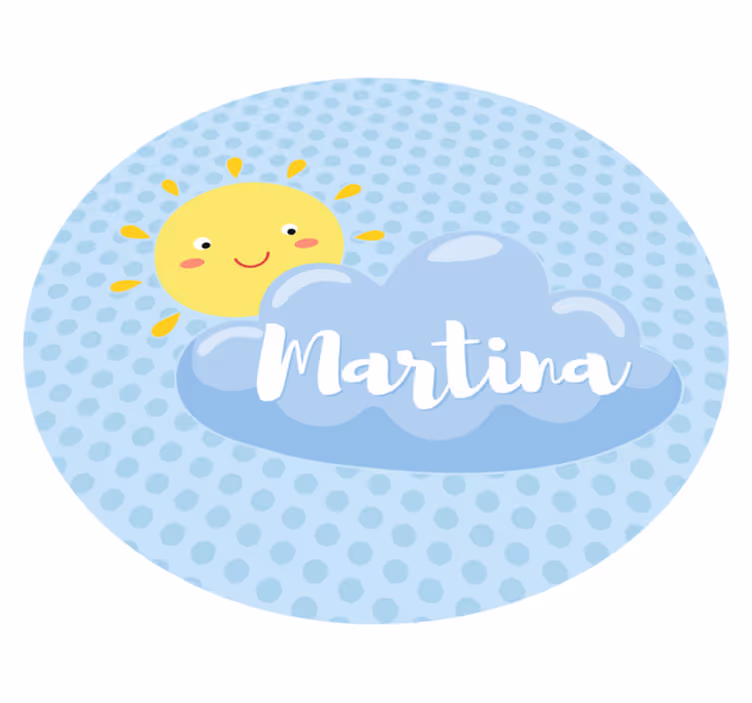 Tapete em vinil infantil sol e nuvem com nome - TenStickers