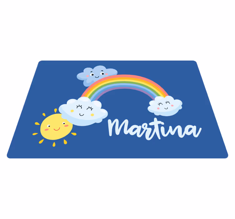 Tapete em vinil infantil nuvens personalizadas com arco-íris - TenStickers
