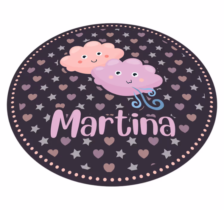 Tapete em vinil infantil nuvens roxas com nome - TenStickers