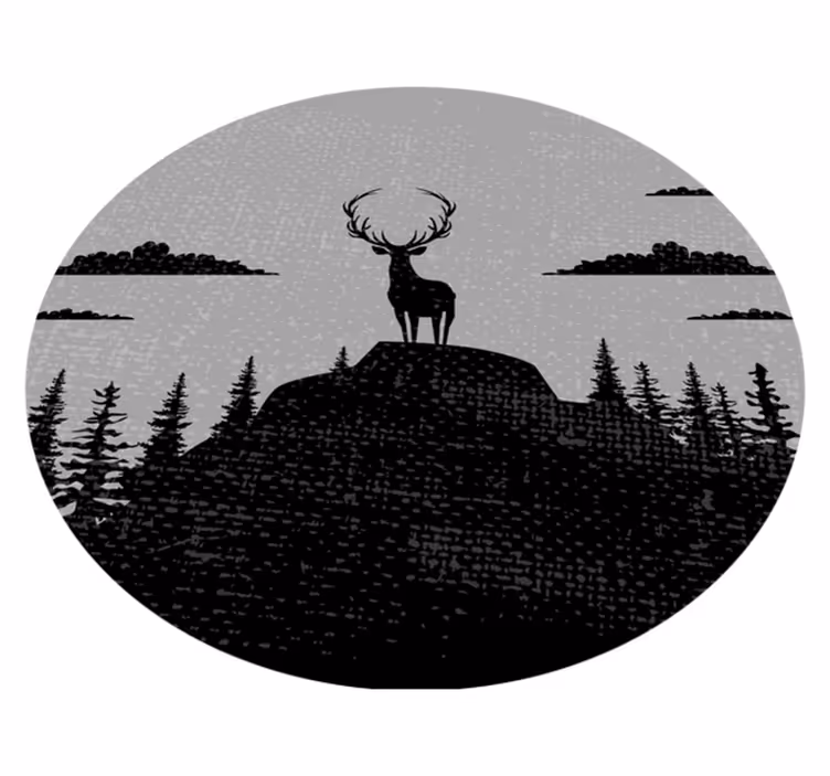 Tapete vinílico natureza silhueta majestosa de veado - TenStickers