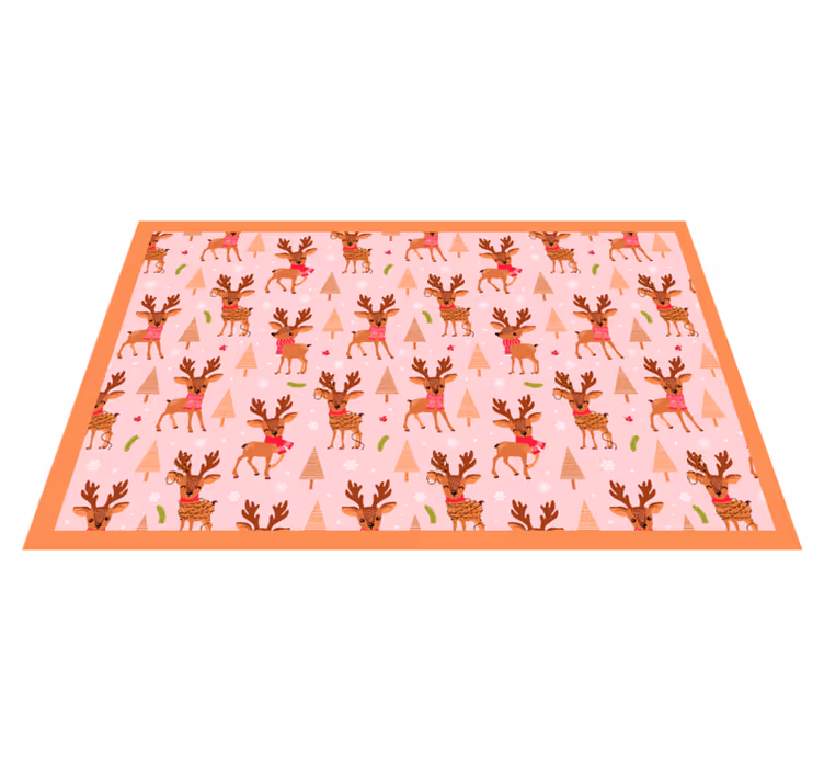 Tapete vinílico do Natal tema rena rosa - TenStickers