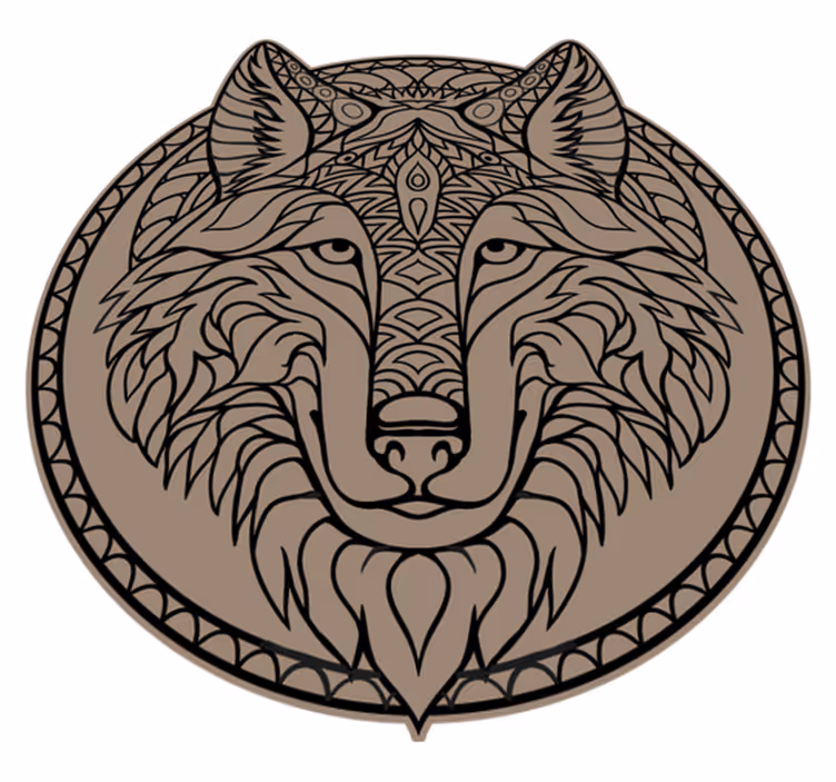 Tapete vinílico de animais desenho de lobo marrom - TenStickers