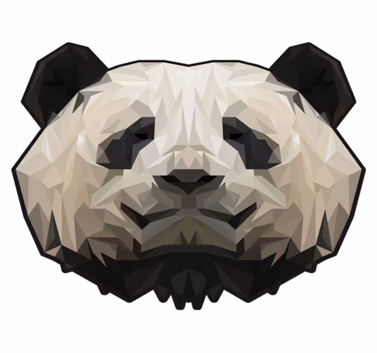 Tapete vinílico de animais rosto geométrico de panda - TenStickers