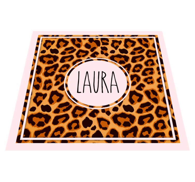 Tapete vinílico juvenil estampa de leopardo com nome - TenStickers