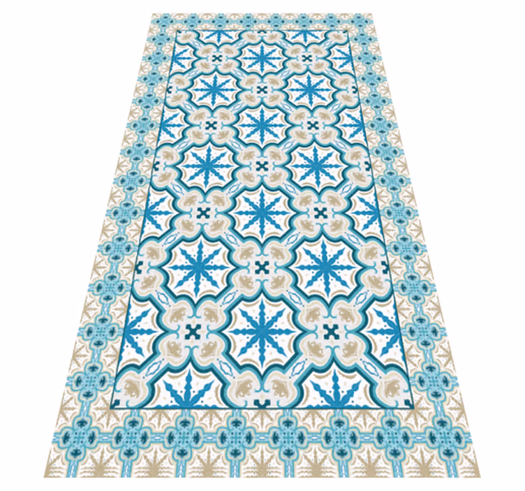 Tapete vinílico azulejos estampa botânica azul - TenStickers