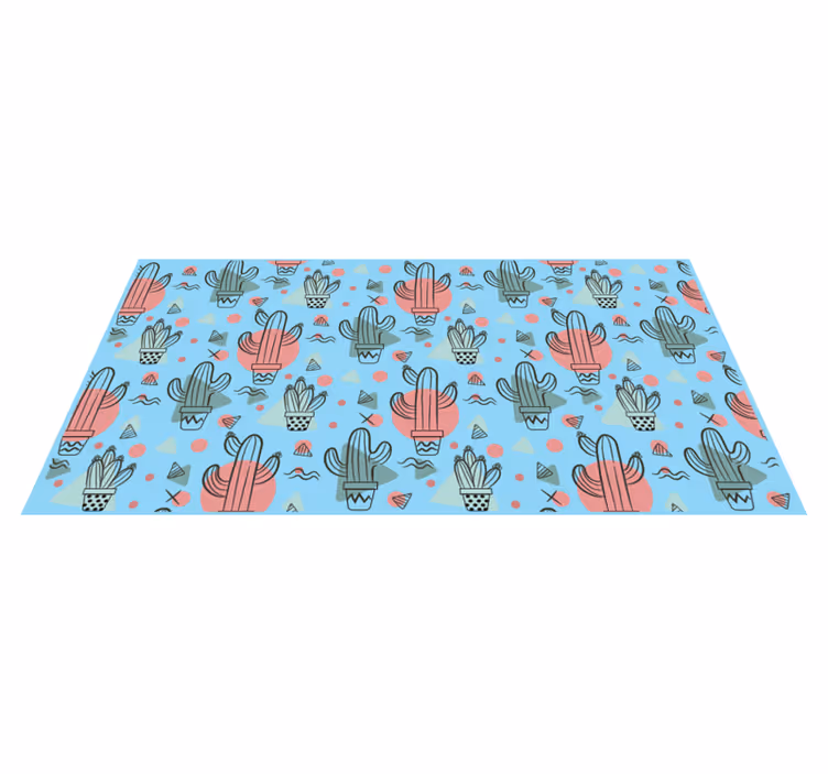 Tapete vinílico cozinha padrão de cacto azul - TenStickers