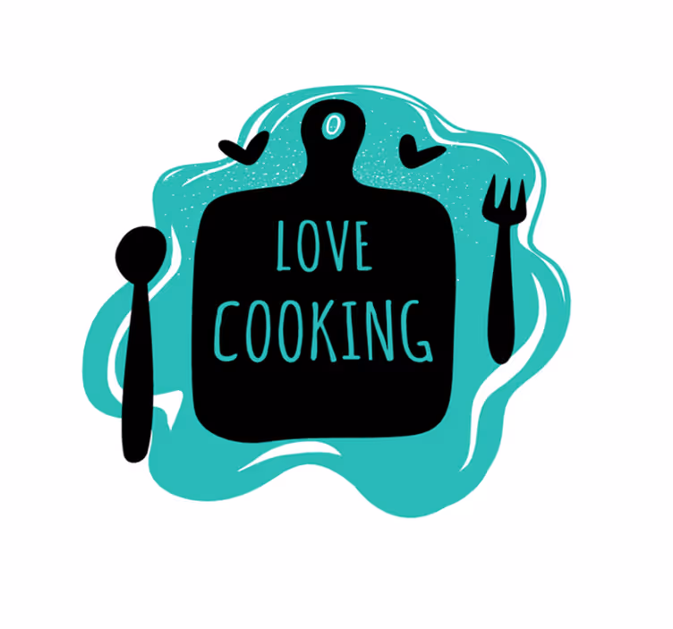 Tapete vinílico cozinha tábua de corte adoro cozinhar - TenStickers