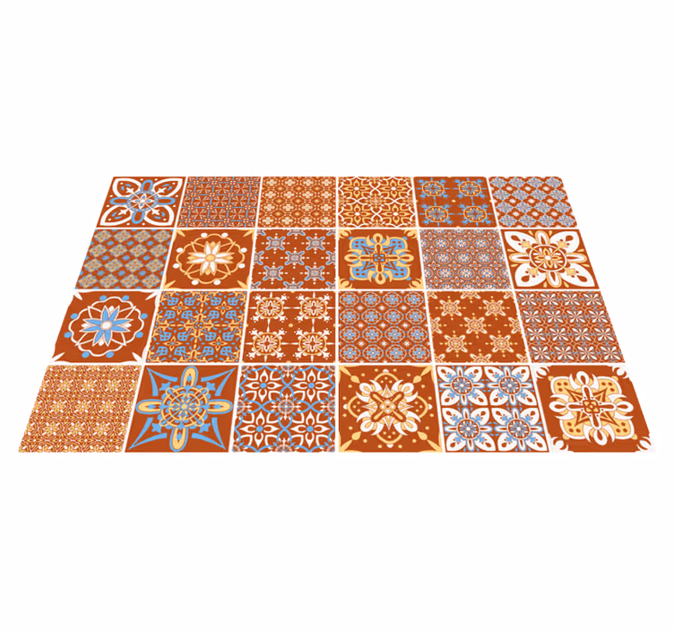 Tapete vinílico azulejos mosaico laranja - TenStickers