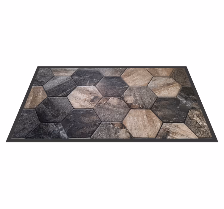 Tapete vinílico de pedras motivo cinza hexagonal - TenStickers
