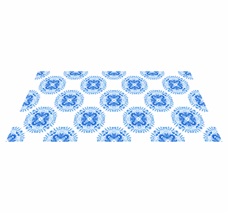 Tapete vinílico mosaico elementos de flor azul - TenStickers