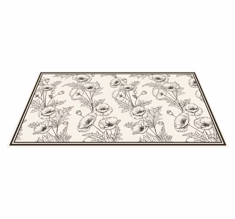 Tapete vinílico sala de estar padrão de contorno floral - TenStickers