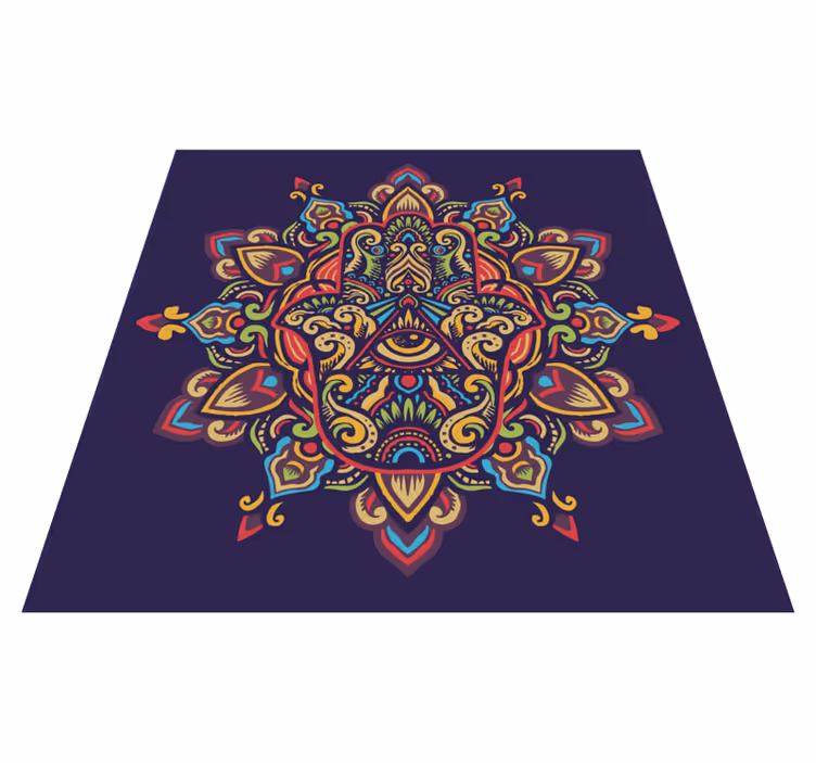 Tapete vinílico de mandala design de fundo azul - TenStickers