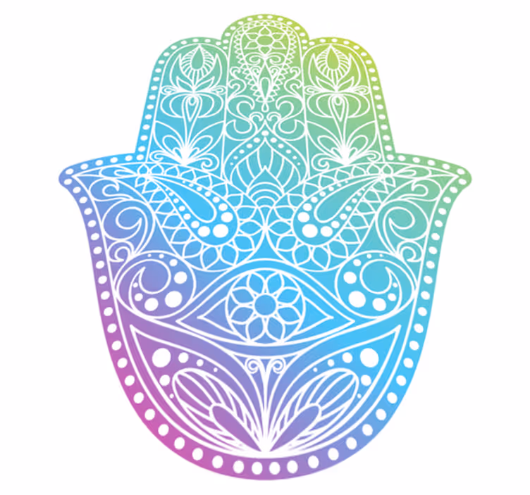Tapete vinílico de mandala mão de fátima em gradiente - TenStickers