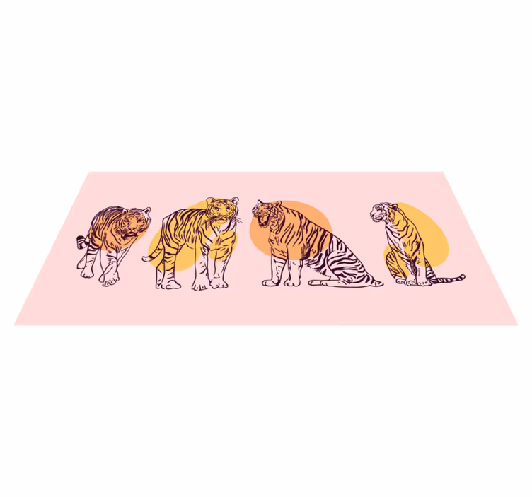 Tapete vinílico de animais ilustração de tigre emoldurada - TenStickers