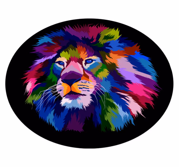Tapete vinílico de animais cabeça de leão colorida - TenStickers