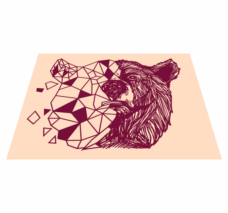 Tapete vinílico de animais cabeça de urso geométrica - TenStickers