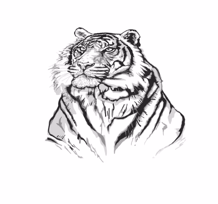 Tapete branco de vinil animal com cara de tigre - TenStickers