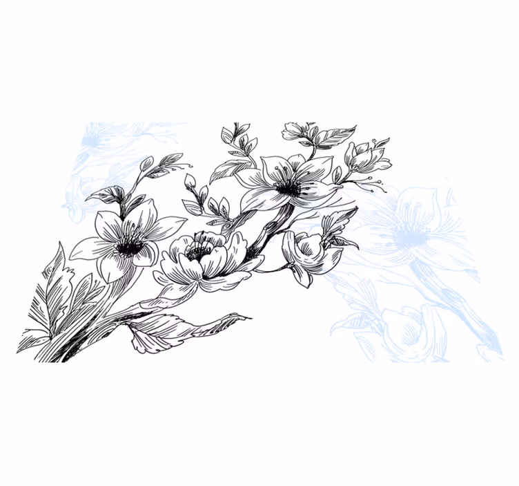 Tapete vinílico flores e plantas conceito de flor azul - TenStickers