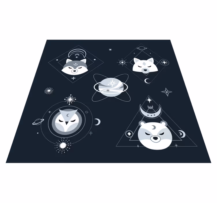 Tapete em vinil infantil rostos de animais cósmicos - TenStickers