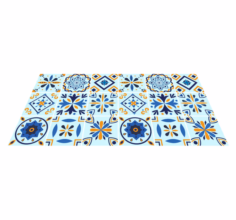 Azulejos de fundo azul padrão tapete de azulejos - TenStickers