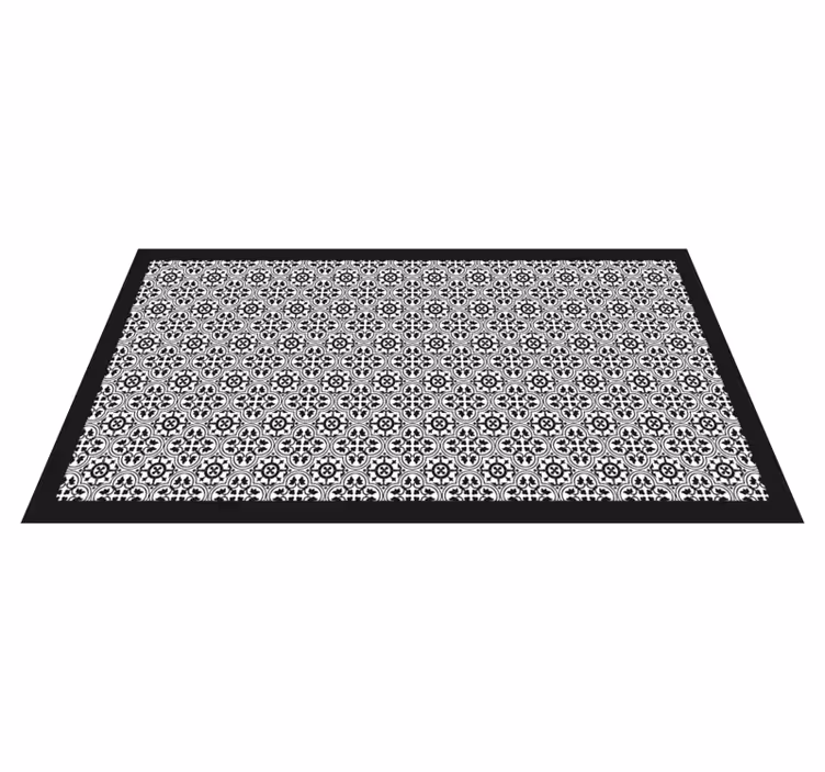 Tapete vinílico azulejos padrão floral preto - TenStickers