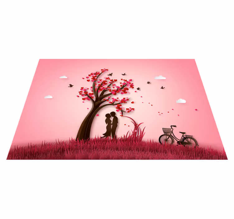 Tapete vinílico flores e plantas cena romântica de árvore - TenStickers