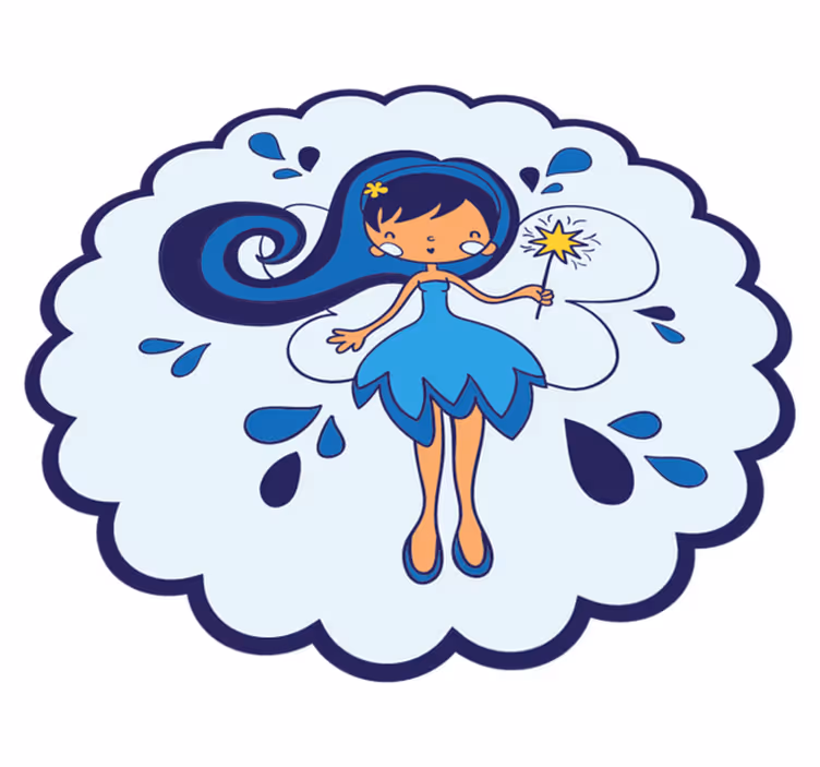 Tapete vinílico infantis princesa fada azul - TenStickers