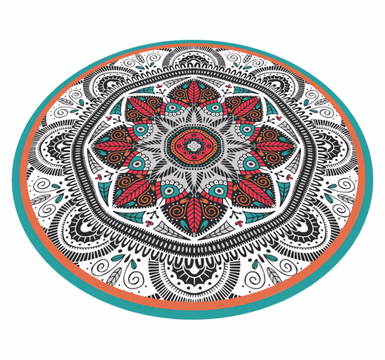 Tapete vinílico de mandala foco cinza circular - TenStickers