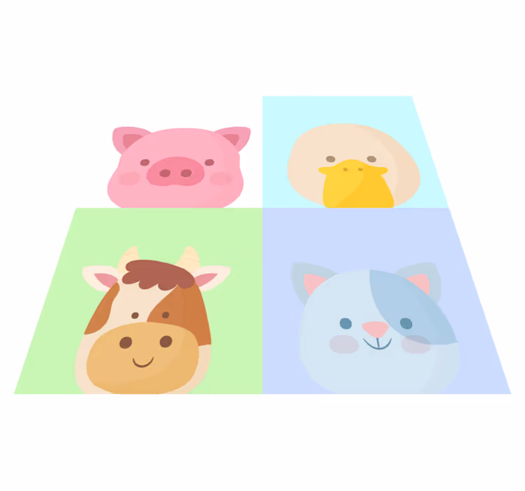 4 bonito tapete de vinil com estampa de animais de fazenda - TenStickers