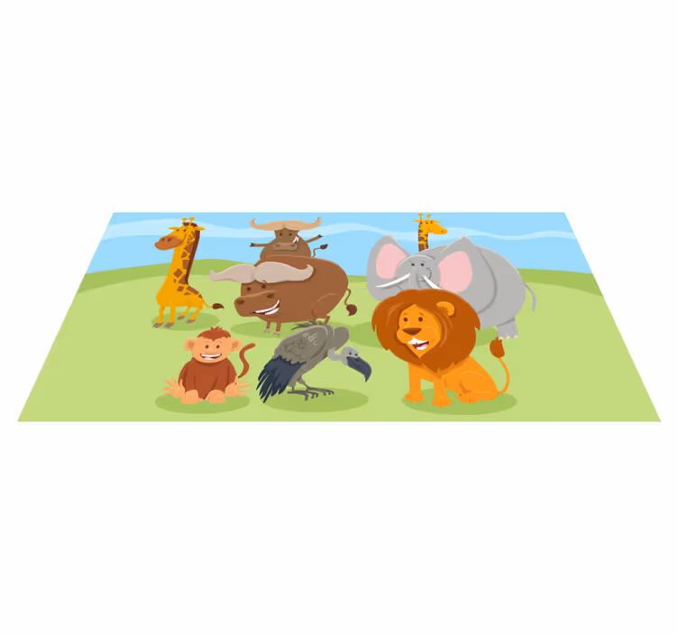 Animal colorido para crianças tapete de vinil com estampa de anim - TenStickers