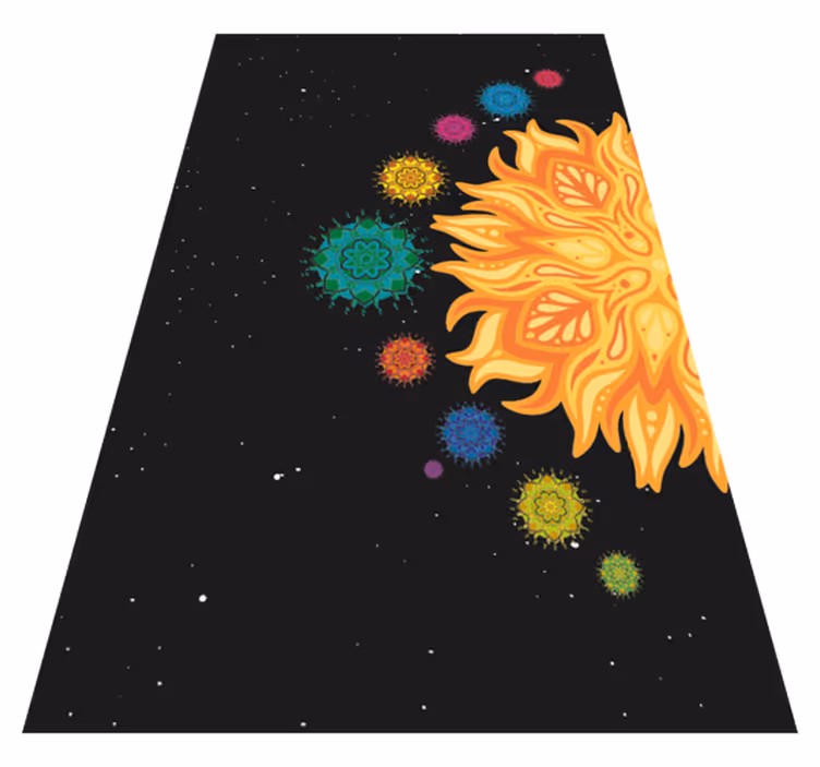 Tapete vinílico de mandala motivo de explosão solar colorida - TenStickers