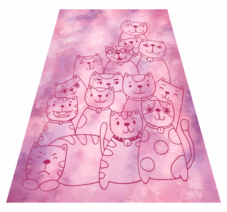 Tapete em vinil infantil reunião de gatos brincalhões - TenStickers