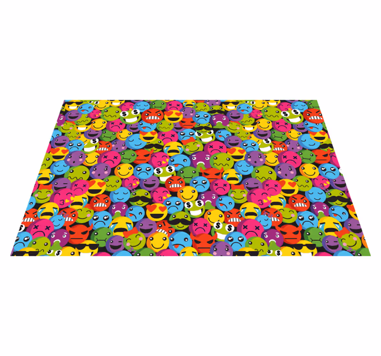 Tapete vinílico juvenil expressões emoji coloridas - TenStickers